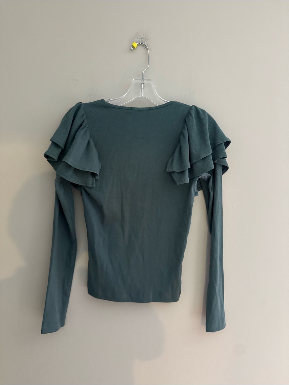 ZARA NWT Green Ruffle Top GREEN SIZE M - Picture 6 of 6
